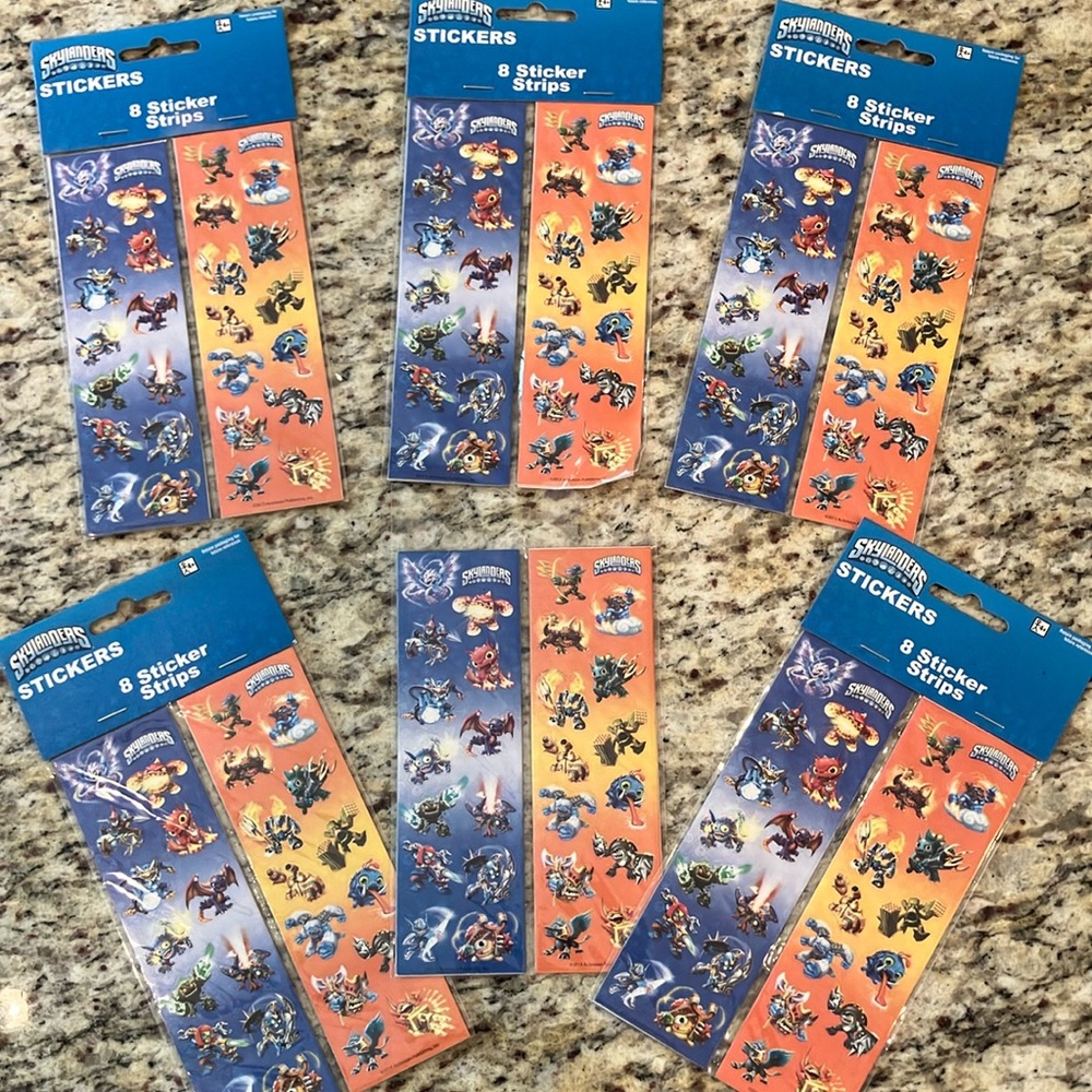 Skylanders 672 Total Stickers Lot of 6 Packs - 8 Strips per Pack Motivate Reward